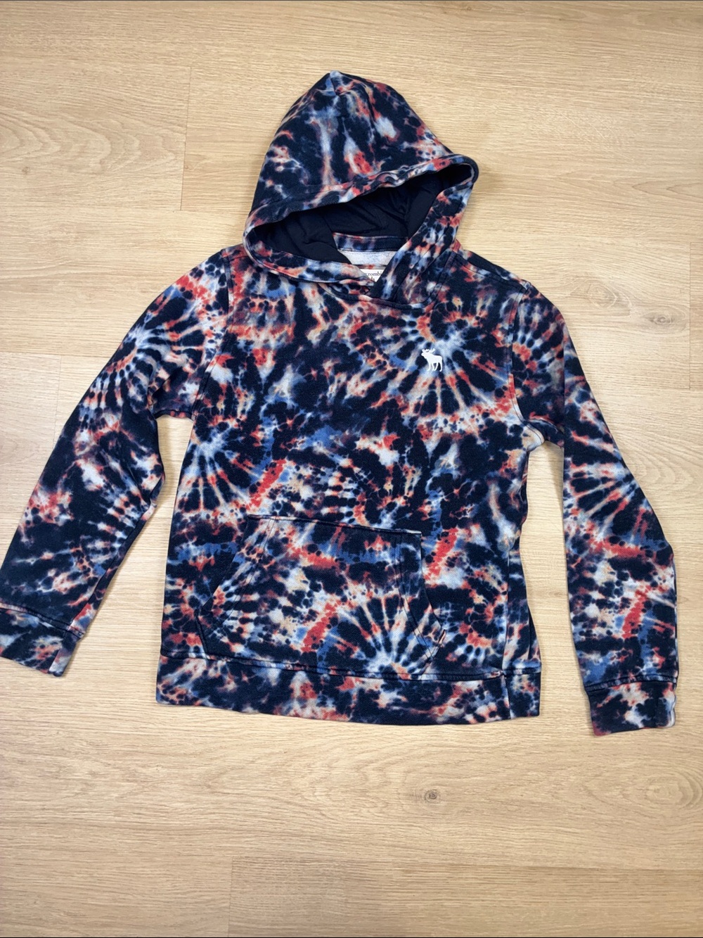 abercrombie kids Navy Red White Tie-Dye Zip-Up Hoodie